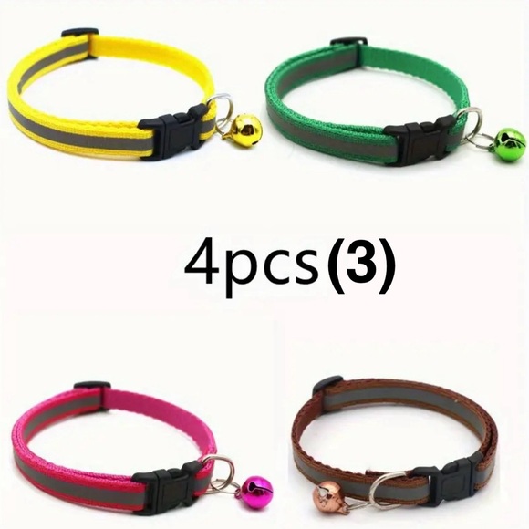 Brand New Reflective Pet Collar with Bell for Cats and Dogs (4 pcs) - Picture 6 of 16